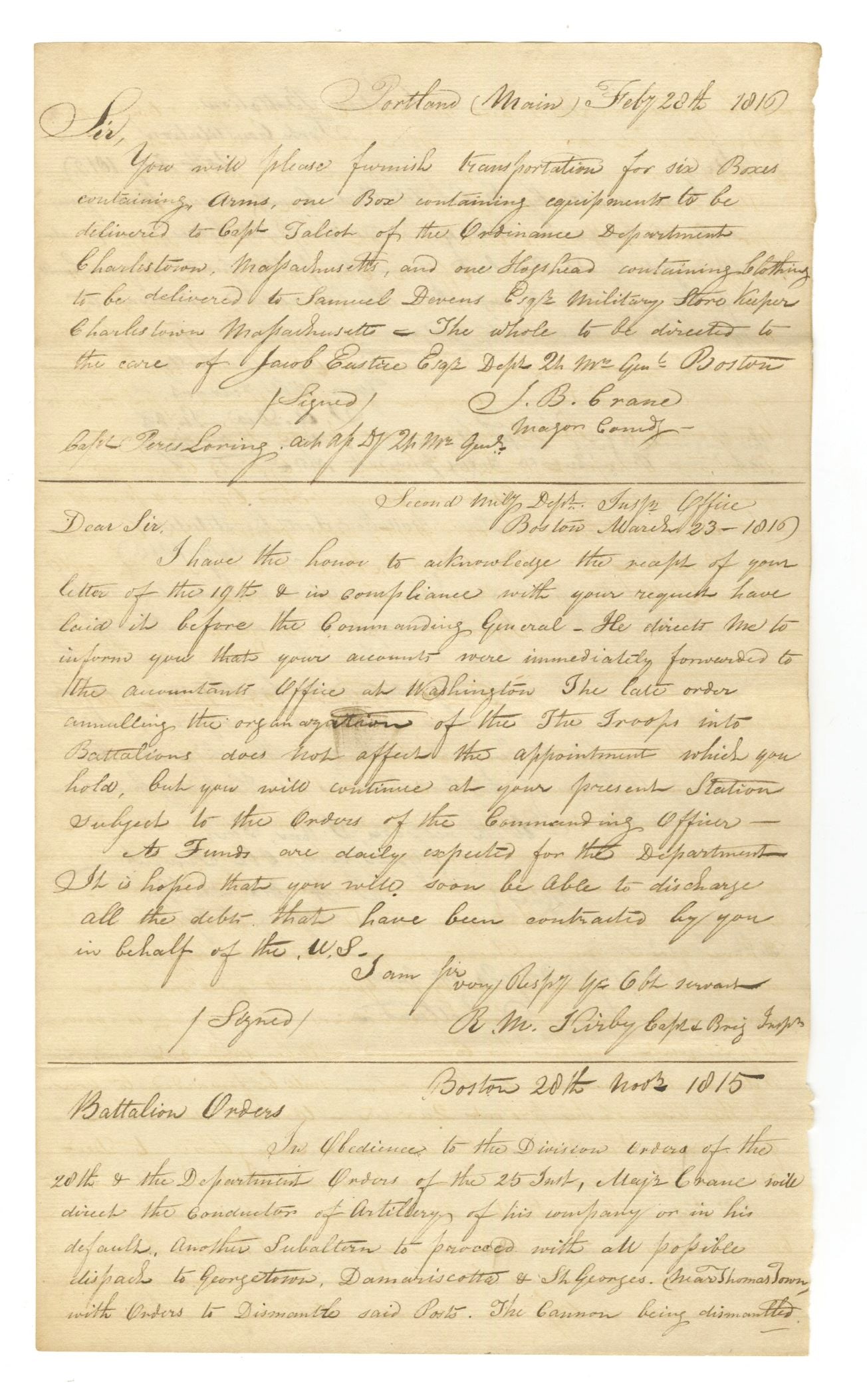 Fort Constitution – War of 1812 Era Battalion Orders with 2 John A. Dix Orders – Manuscr - 2