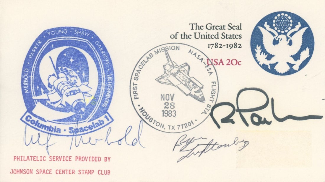 STS-9 Space Lab 1 Crew: Robert Parker, Byron Lichtenberg & Ulf Merbold Autographed Cover (1 of 1)