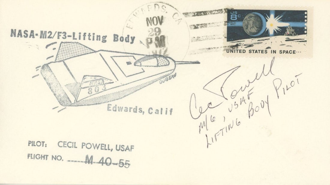 Cecil W. Powell – USAF M2-F3 Test Pilot – Autographed NASA Lifting Body Flight Cover (1 of 1)