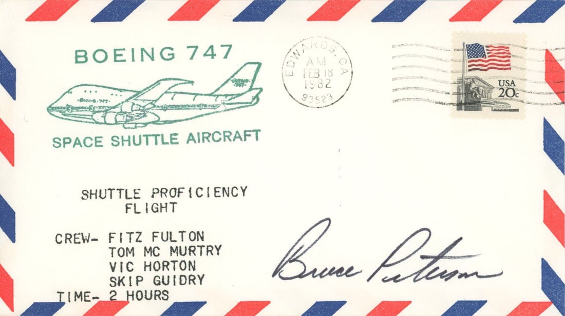 Bruce A. Peterson - NASA Lifting Body Test Pilot - Autographed 1982 Postal Cover: Details: Bruce Peterson Autographed Commemorative Postal Cover – NASA Lifting Body Test Pilot Offered is a commemorative postal cover, officially canceled on February 18, 1982, and hand-signed b