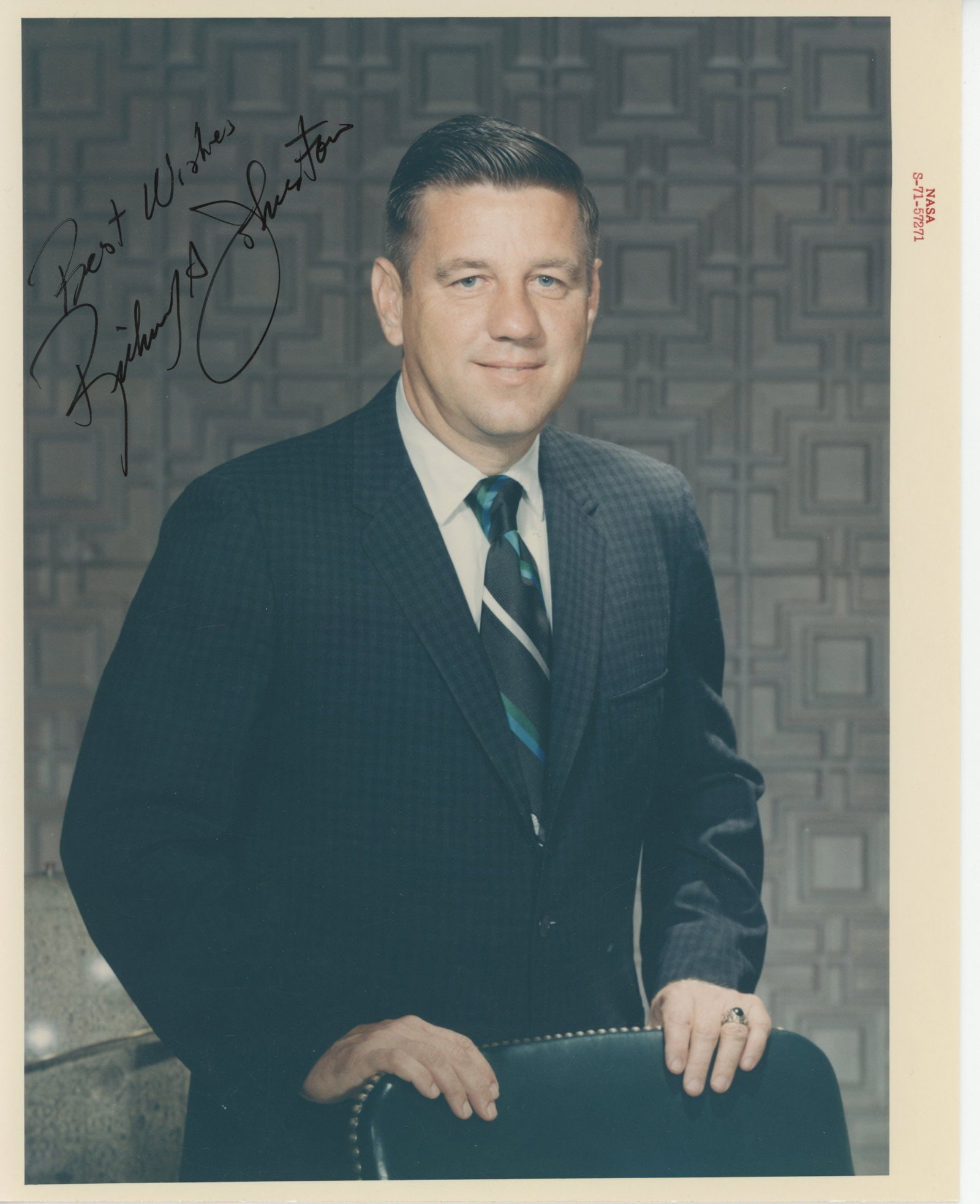 Richard S. Johnston – NASA Medical Research & Operations – Autographed Photograph –: Details: Richard S. Johnston autographed 8 × 10-inch color NASA photograph depicting the Deputy Director of the Medical Research and Operations Directorate in a formal studio portrait. Johnston i