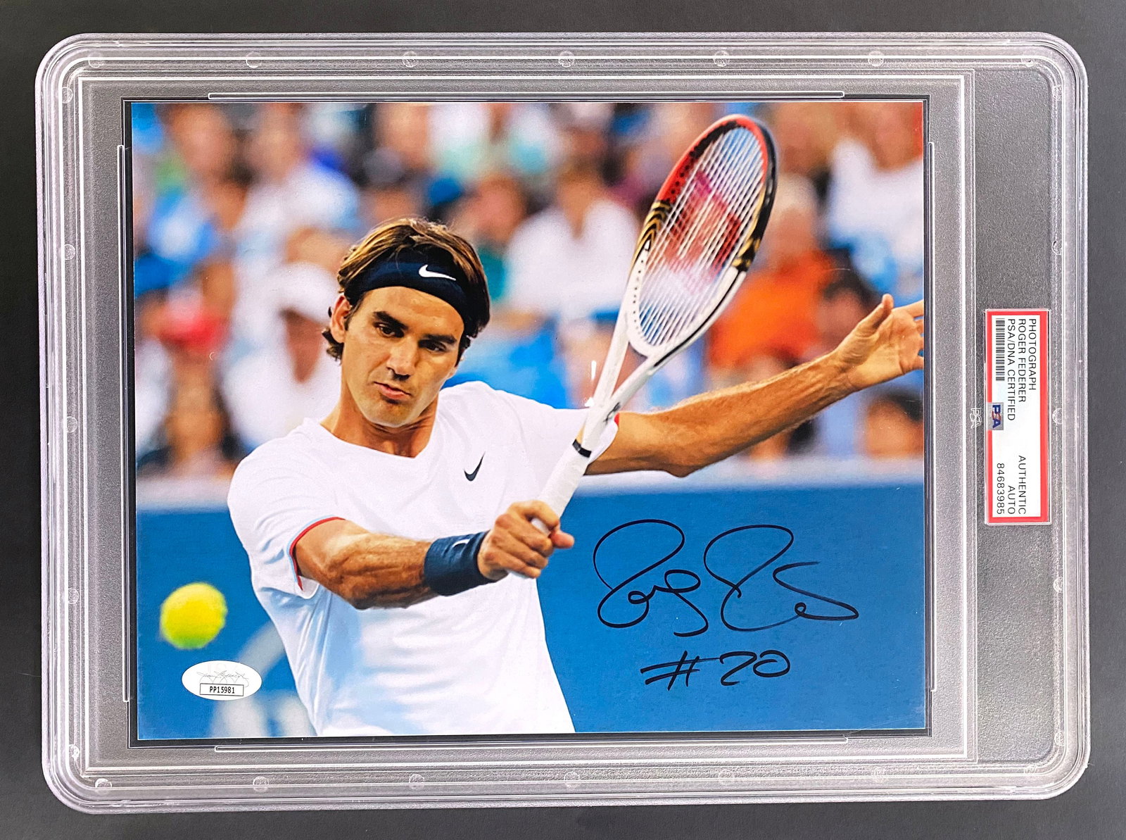 Roger Federer – Wimbledon Champion Tennis Legend – Autographed 10 x 8 Photograph: Details: Roger Federer autographed 10 x 8″ color photograph depicting him kissing the Wimbledon Gentlemen’s Singles Trophy following victory on Centre Court. Federer has signed prominently