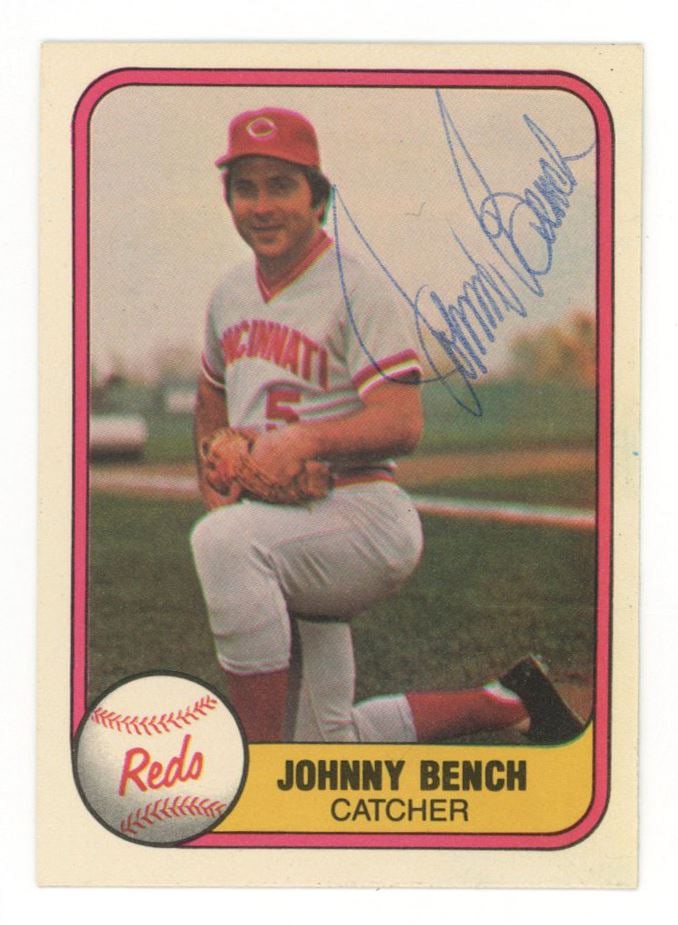 J. L. Hill – Texas Army Veteran – 1892 Pension Manuscript Documents: Details: Johnny Bench autographed 1981 Fleer baseball card #196 depicting the Hall of Fame catcher in his Cincinnati Reds uniform. Boldly signed across the front in blue ink.Excellent