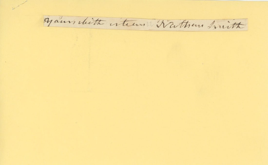 Nathan Smith – American Physician & Founder of Dartmouth Medical School – Clipped Signat: Details: Nathan Smith clipped autograph signature, neatly trimmed and affixed to a slightly larger backing sheet.Fine condition.Nathan Smith (1762–1829) was a prominent American physician,