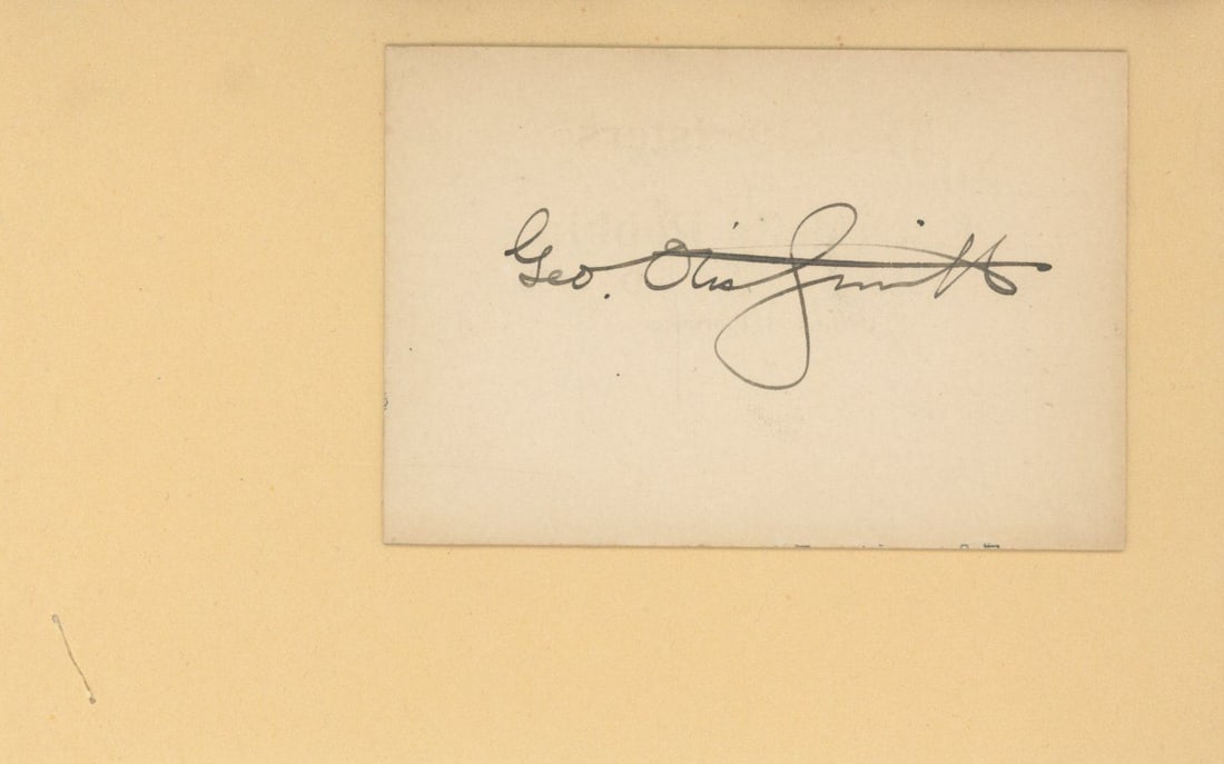 George Otis Smith – US Geological Survey Director & Influential Geologist – Autographed : Details: George Otis Smith autographed card, signed in dark ink and affixed to a slightly larger backing sheet.Fine condition.George Otis Smith (1871–1944) was an influential American geologist