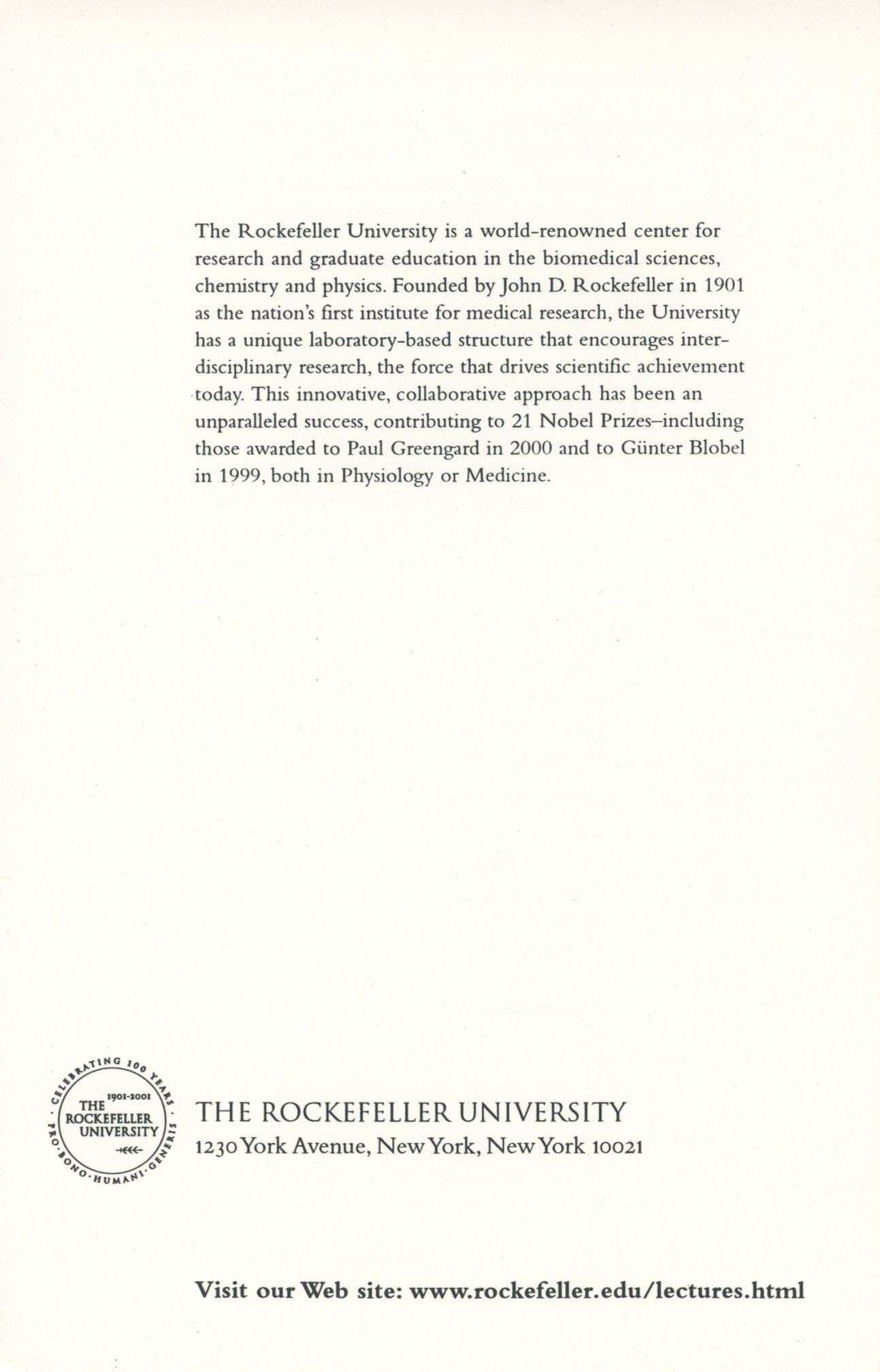 Rockefeller University Centennial Symposium – Program Signed by Two Nobel Laureates - 4