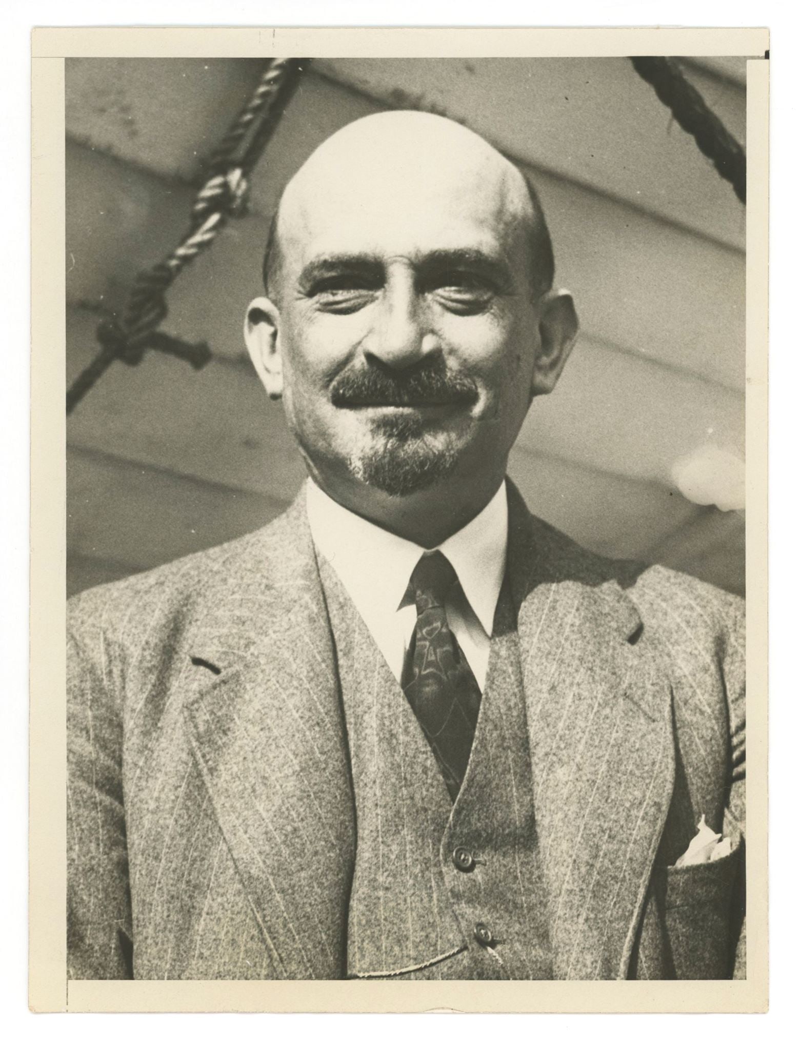 Chaim Weizmann – First President of Israel – Vintage 6 x 8" Press Photograph: Details: Chaim Weizmann vintage black-and-white press photograph, shown in formal attire during his leadership within the international Zionist movement. The verso bears a period International