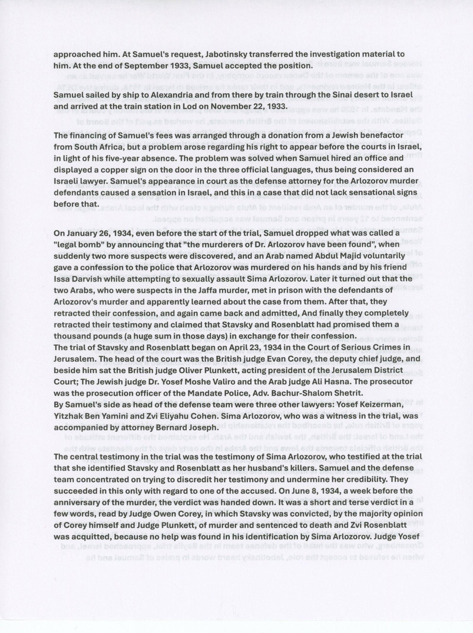 Horace B. Samuel - Lawyer Who Defended Avraham Stavsky During Arlozorov Murder Trial - Letter (TLS) - 3