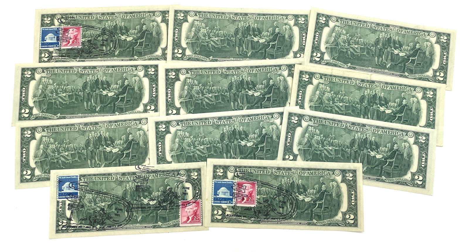 U.S. $2 Federal Reserve Notes – Commemorative Cancel & Stamp Examples – Lot of 11 - 2