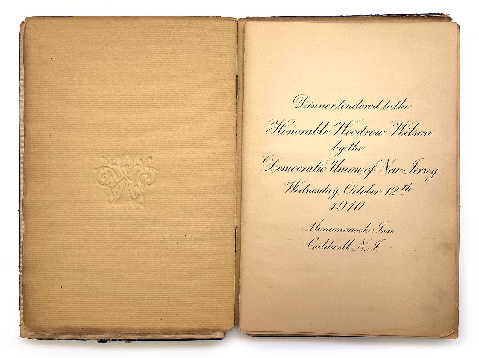 Woodrow Wilson – 28th U.S. President – Autographed Democratic Union Dinner Book (1910) - 4