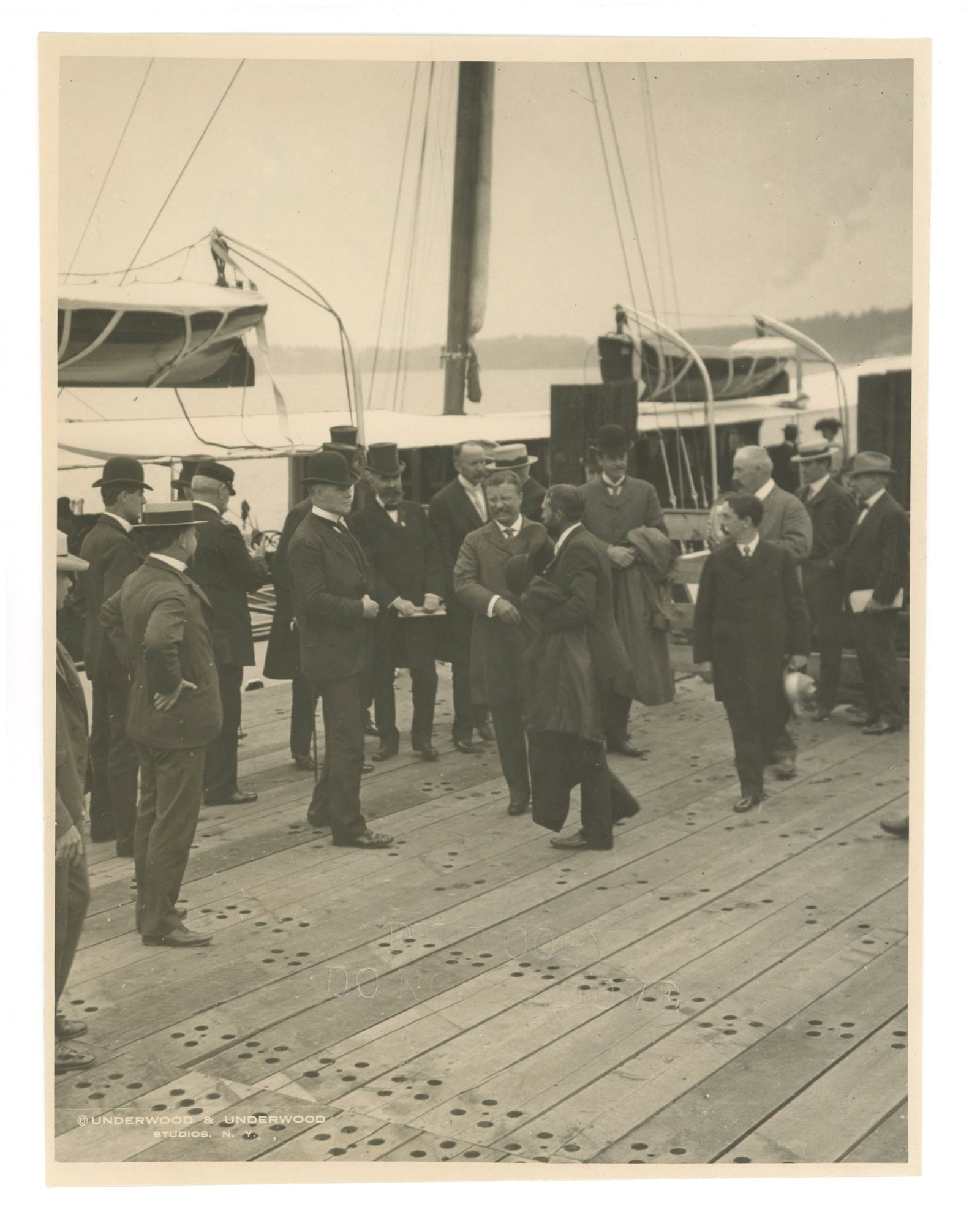 Theodore Roosevelt Original 7.5 x 9.5" Vintage Underwood & Underwood Photo in Burlington, VT: Details: Theodore Roosevelt original 7.5 x 9.5" Underwood & Underwood silver gelatin glossy photograph. Includes an embossed "File Copy" stamp. Near fine condition. Authentication: Includes