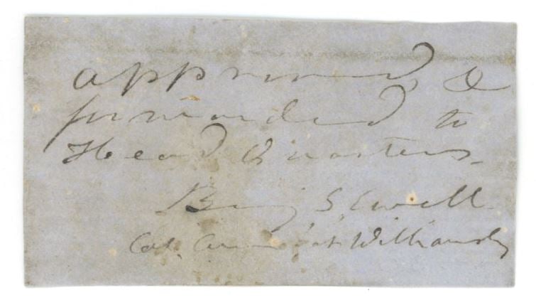 Benjamin Stoddert Ewell – Confederate Civil War General – Clipped Signature: Details: Benjamin Stoddert Ewell clipped signature on a small paper fragment measuring approximately 3 x 1.5”. Ewell (1810–1871) was a career U.S. Army officer who later served as a