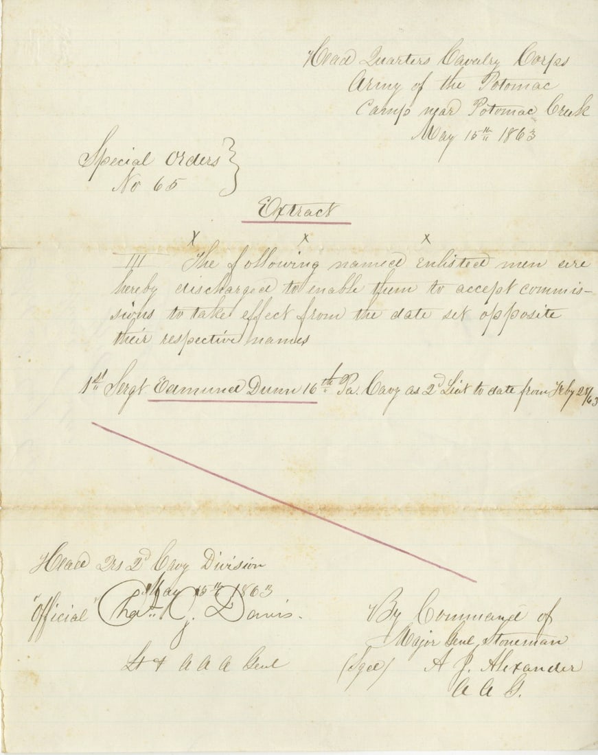 16th Pennsylvania Cavalry – Civil War Muster-In Roll & Discharge Order Documents - 2