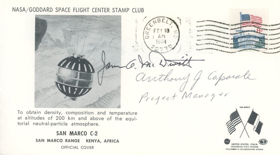 James McDivitt (Astronaut) & Anthony J. Caporale (Project Manager) - Autographed Postal Cover (1 of 1)