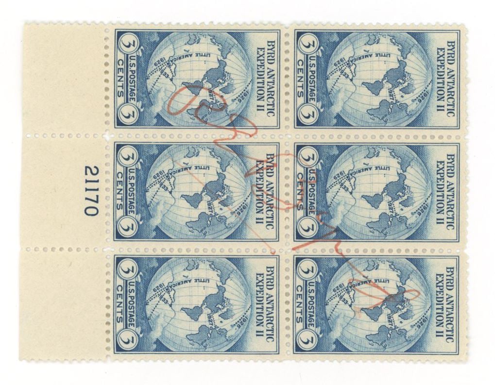 Richard E. Byrd – Antarctic Explorer – Autographed Stamp Block & FDC – Polar Exped - 2