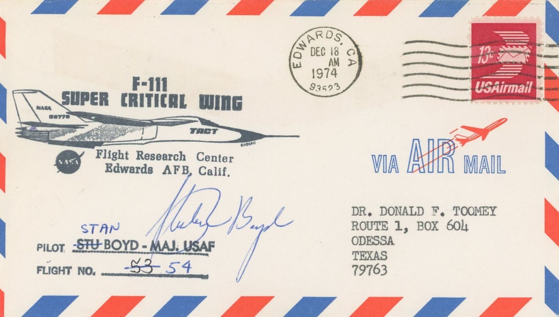 Stanley Boyd – NASA Test Pilot – Autographed Cover – F-111 Super Critical Wing Fli (1 of 1)