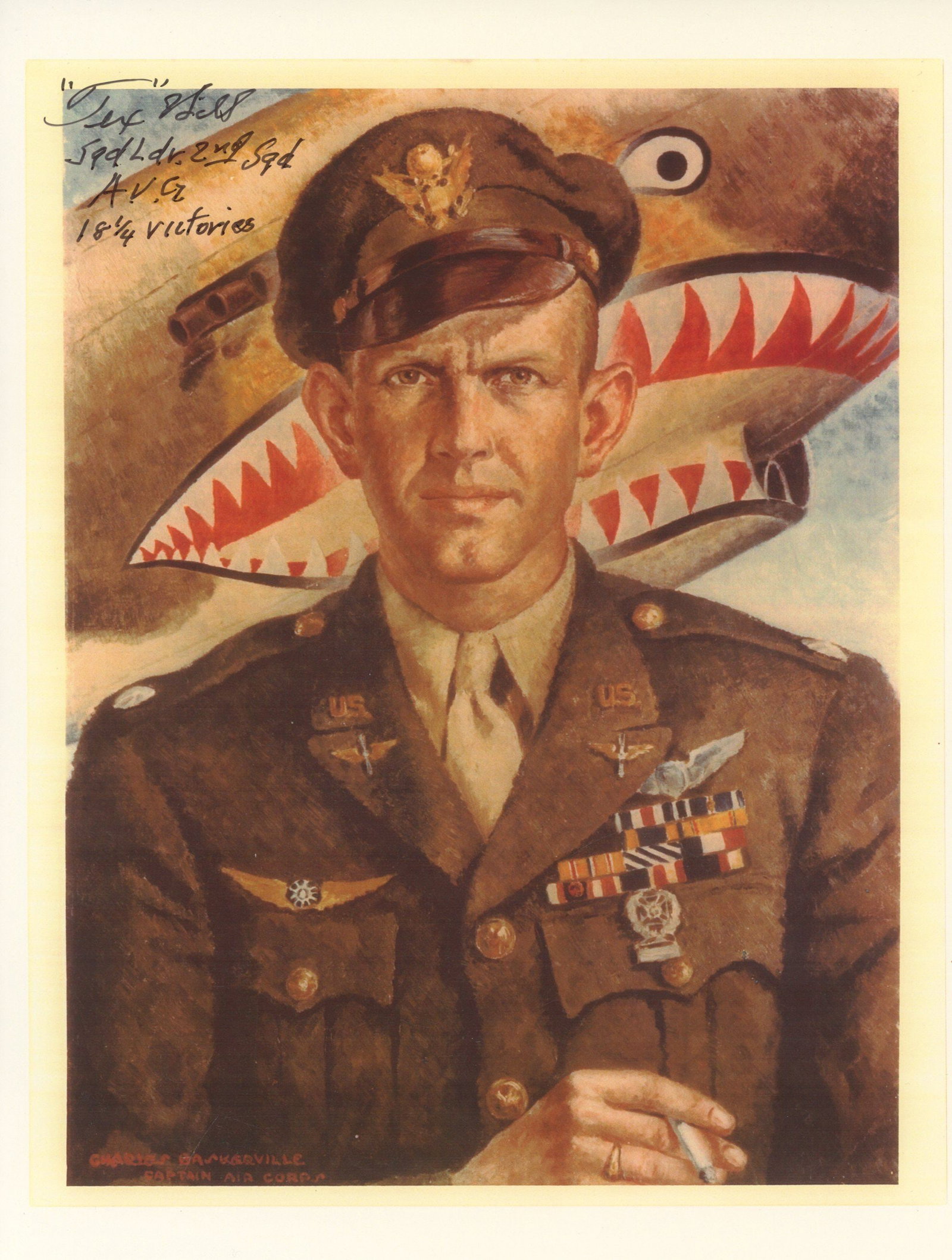 Tex Hill – Flying Tigers Ace – Autographed 8.5 x 11 Portrait – AVG Inscription (1 of 1)
