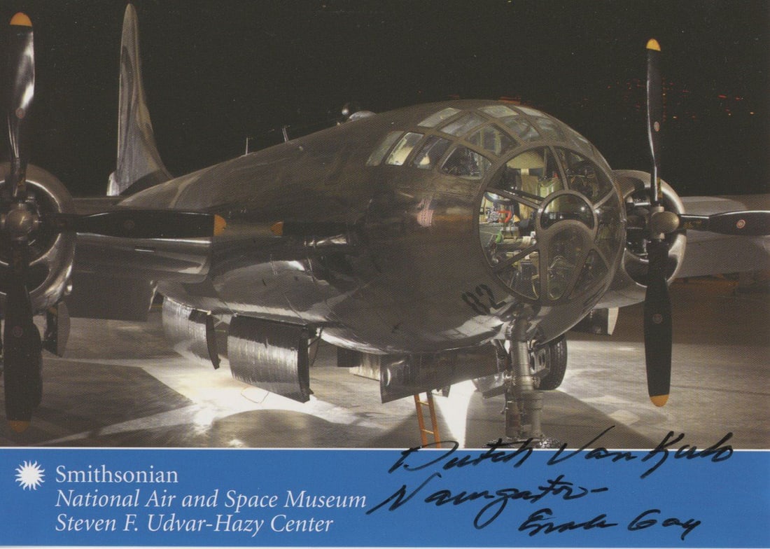 Paul Tibbets & Dutch Van Kirk – Enola Gay Crew – Autographed Photo & Postcard - 2
