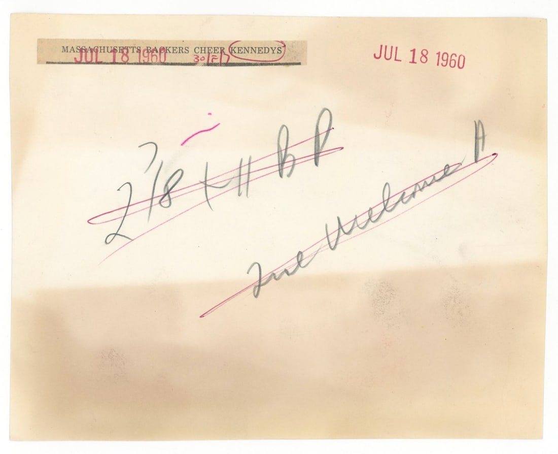 John F. Kennedy & Jacqueline Kennedy – Campaign Trail – 1960 7.25 x 5.75 Press Photo - 2