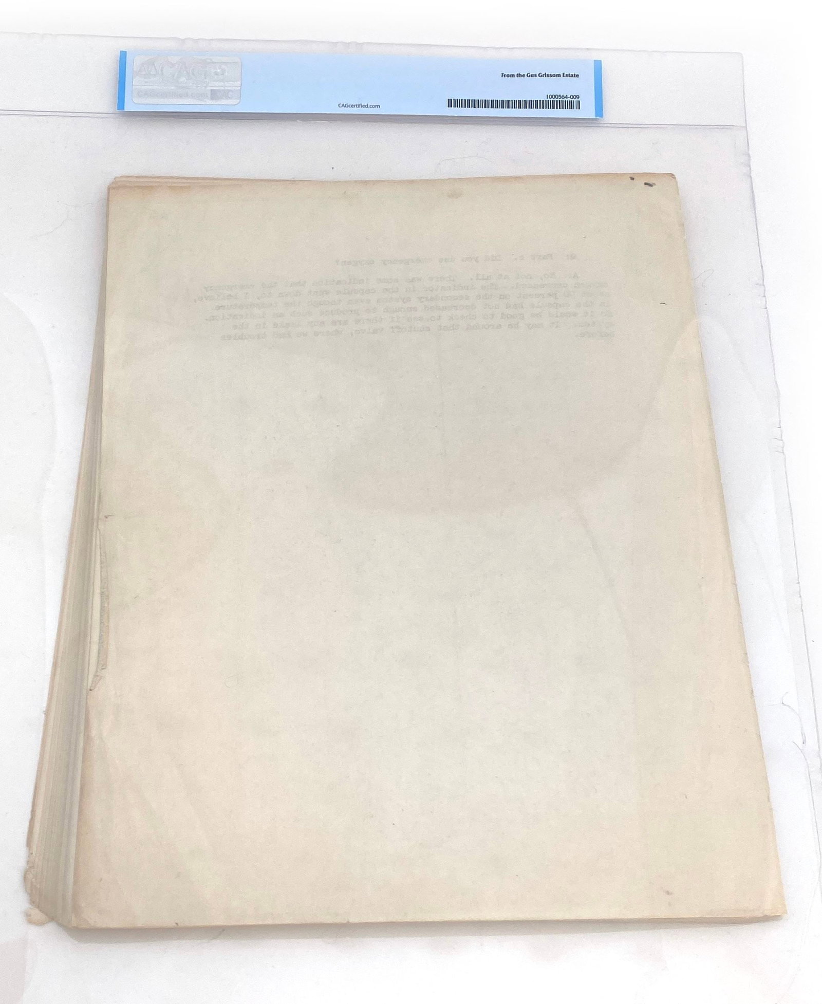 Gus Grissom – Mercury-Atlas 6 Pilot Debriefing Memorandum – Estate-Owned NASA Document - 2