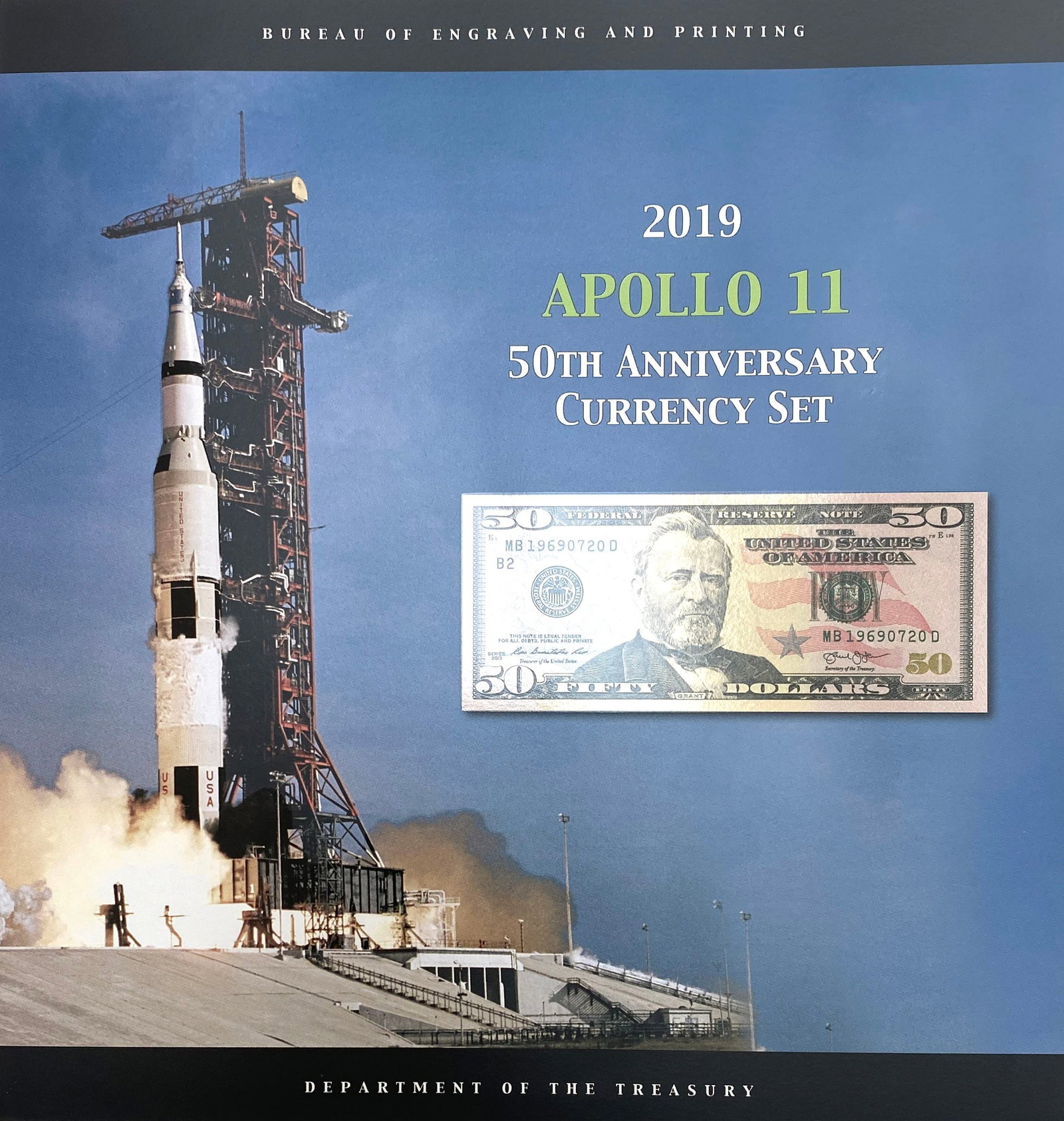 Apollo 11 – 50th Anniversary $50 Bill Currency Set – Bureau of Engraving & Printing Pres - 2