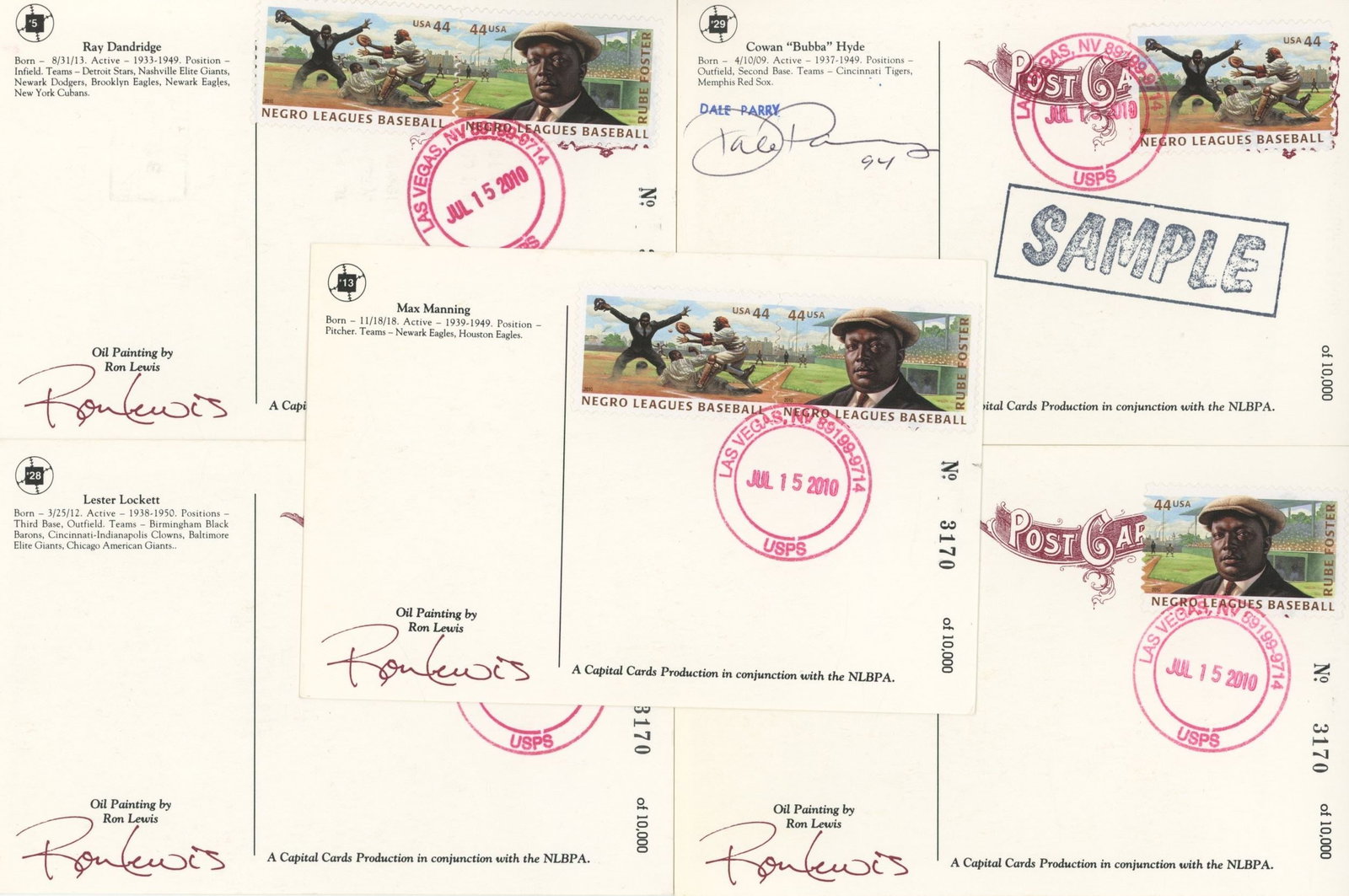 Negro League Baseball Greats Collection of 5 Autographed Postcards – Ray Dandridge & Others - 2