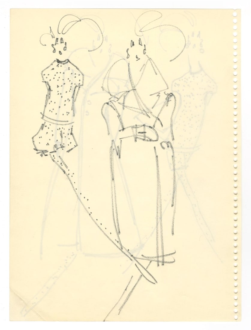 Oleg Cassini Studio - Original Fashion Design Sketches for Jacqueline Kennedy Era Garments - 2