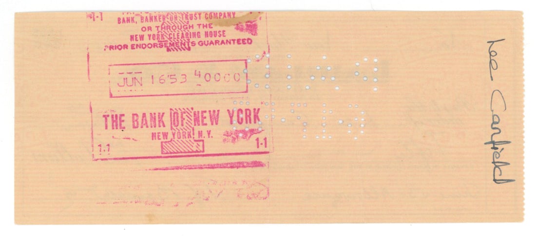 Jackie's Father & Sister - Black Jack Bouvier Signed Check to Lee Canfield with Black Jack Photo - 2