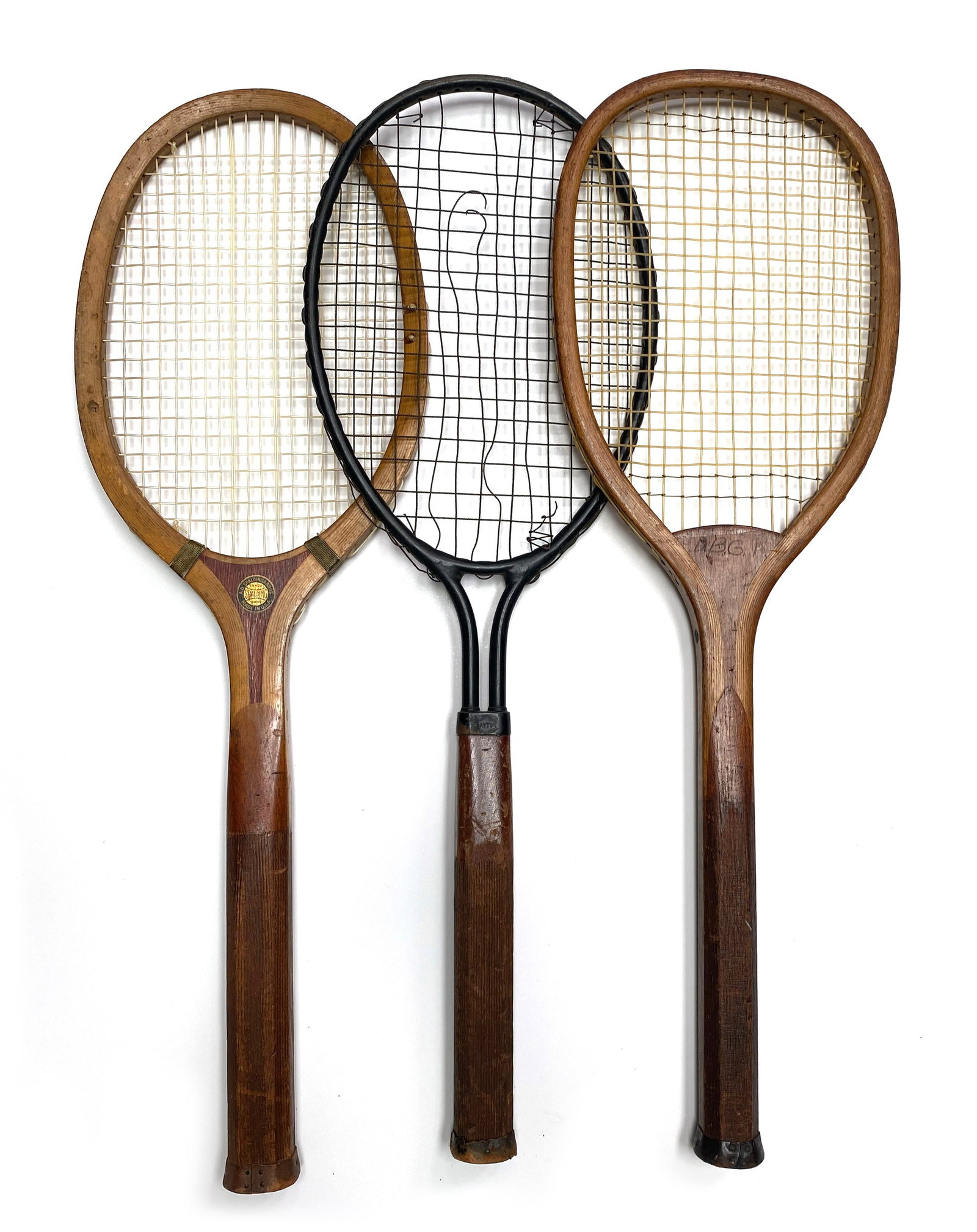 Tennis Racket Collection Featuring 3 Vintage Late 19th Century Through Mid 20th Century Rackets - 5