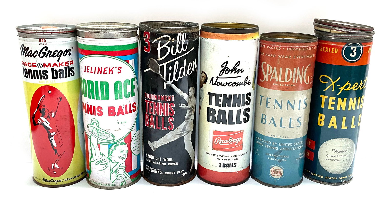 Vintage Tennis Ball Can Collection - Six Mid-Century Advertising Cans (1 of 2)