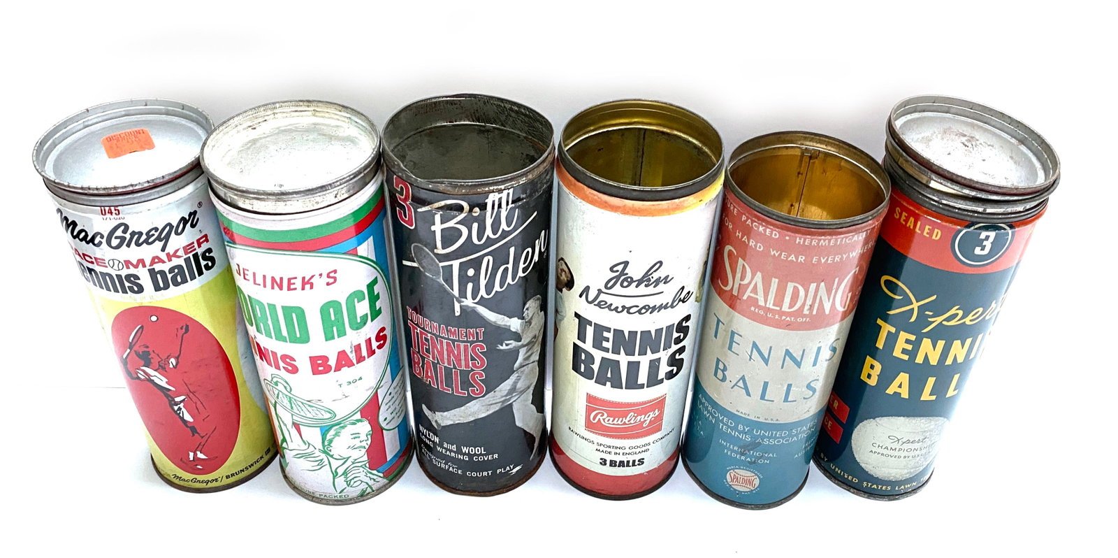 Vintage Tennis Ball Can Collection - Six Mid-Century Advertising Cans - 2