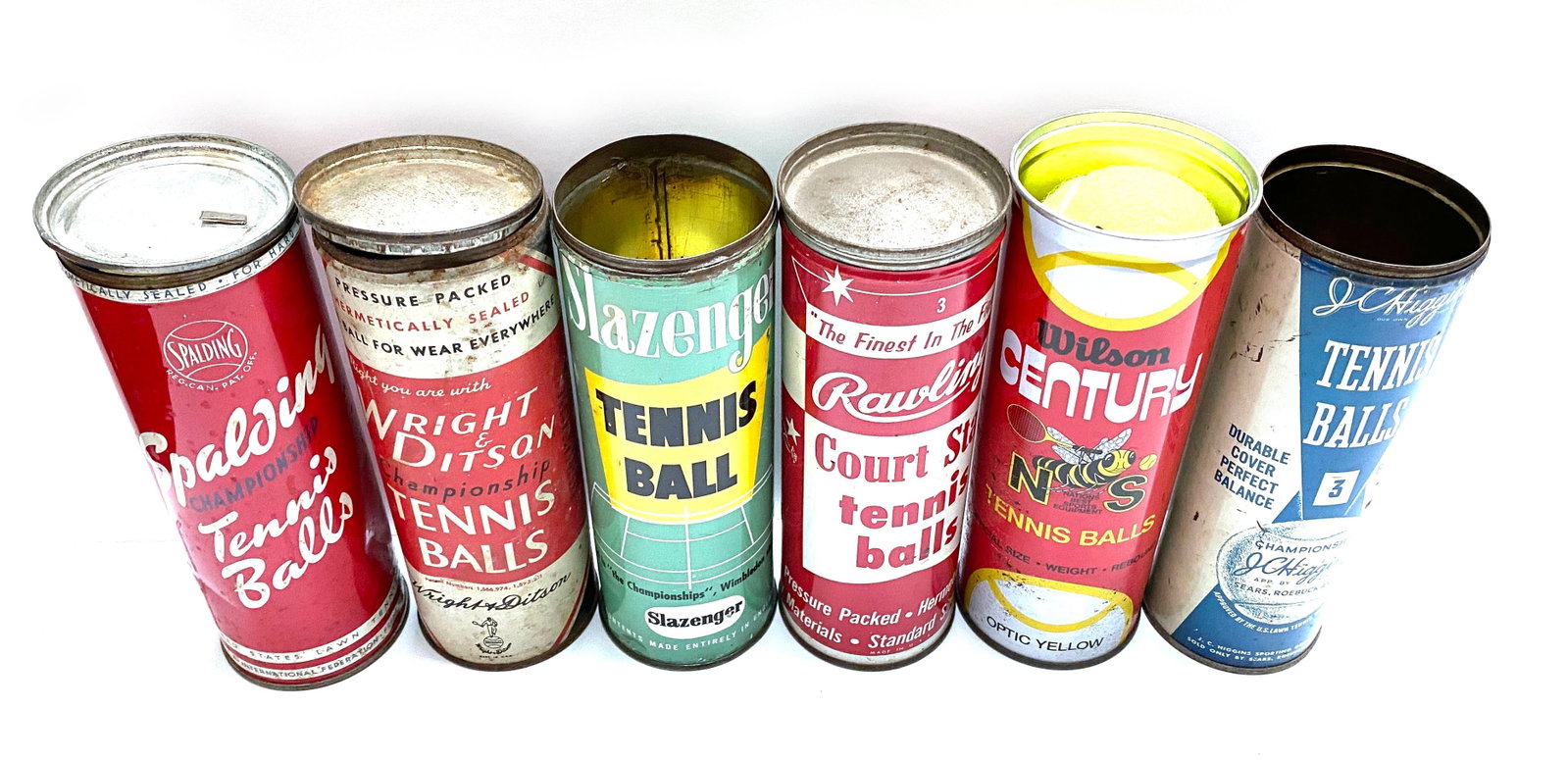 Vintage Tennis Ball Can Collection - Six Mid-Century Advertising Cans - 2