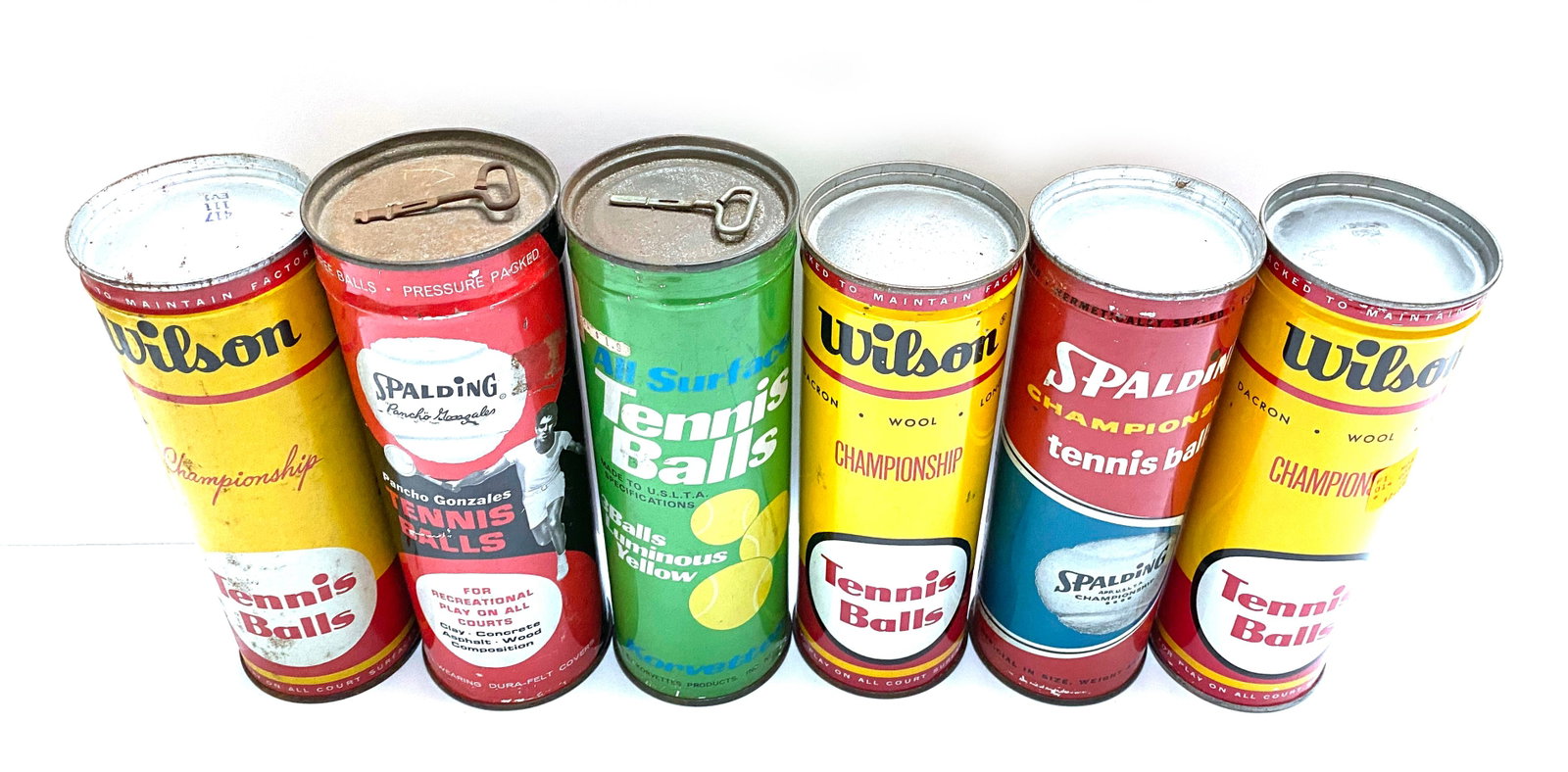 Vintage Tennis Ball Can Collection - Six Mid-Century Advertising Cans - 2