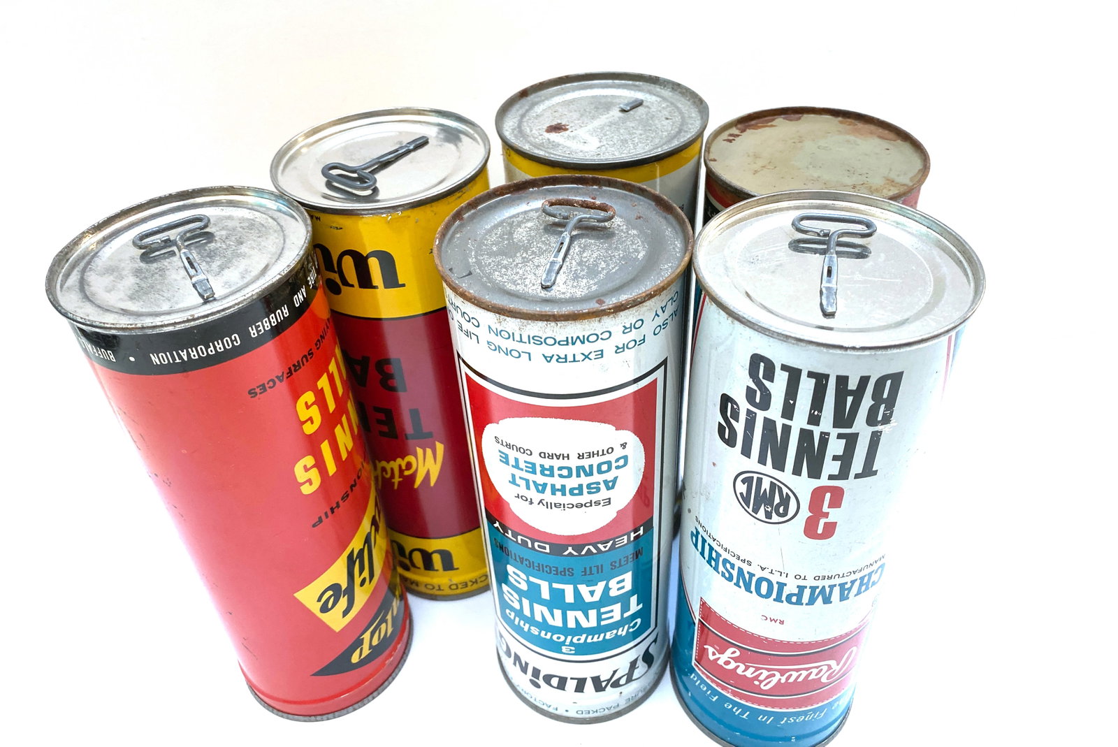 Vintage Tennis Ball Can Collection - Six Mid-Century Advertising Cans - 3