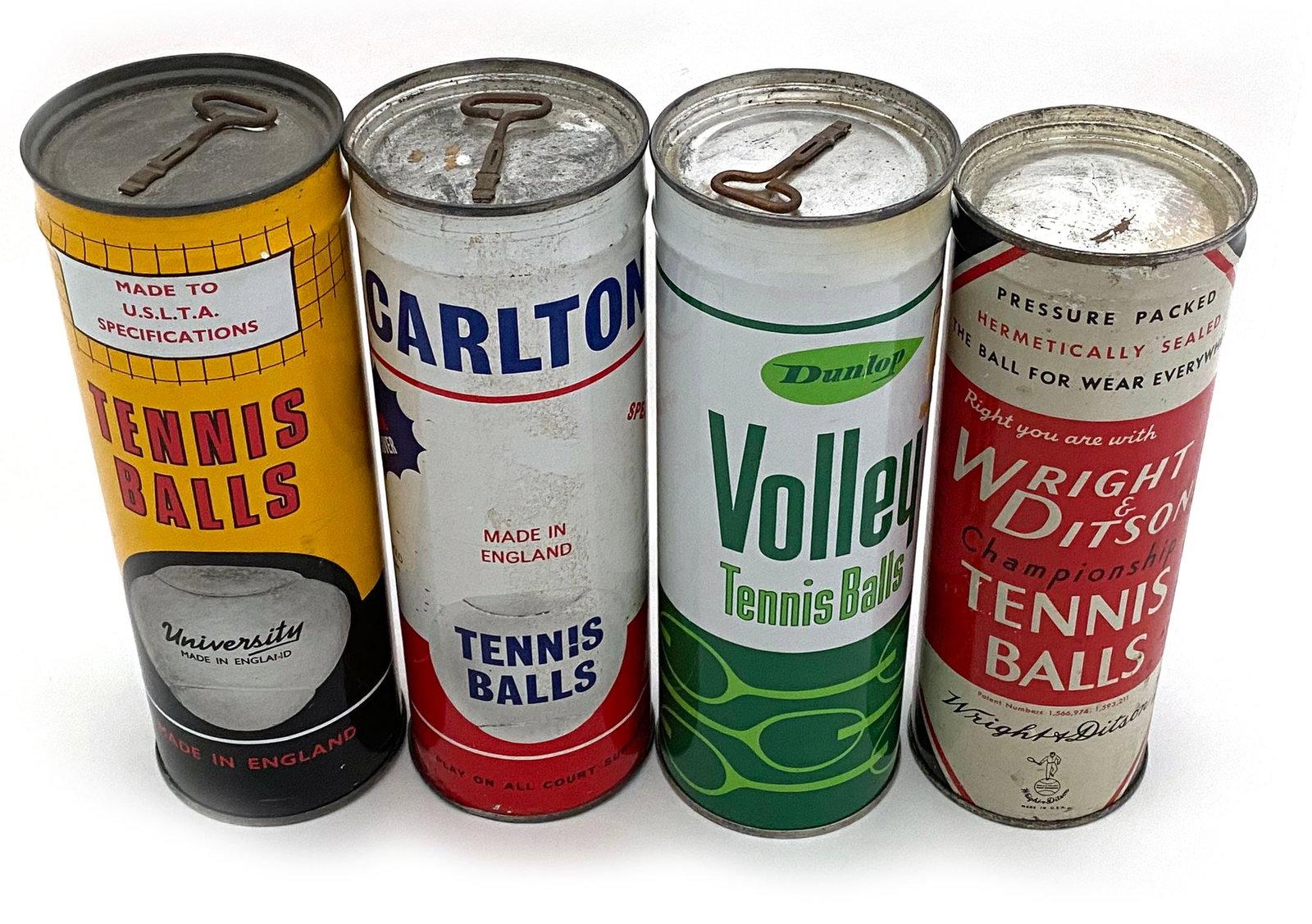 Vintage Tennis Ball Can Collection - Four Assorted Tennis Ball Cans 3 with Opening Keys Attached - 2