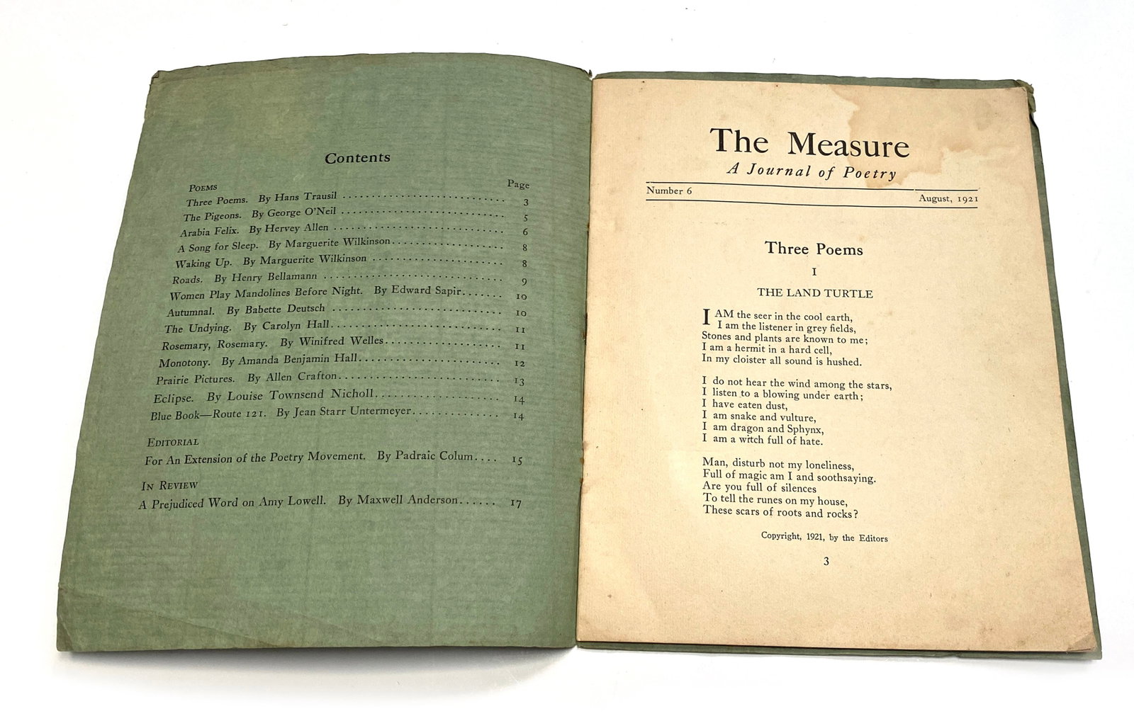 The Measure - A Journal of Poetry - July and August 1921 Issues - 2