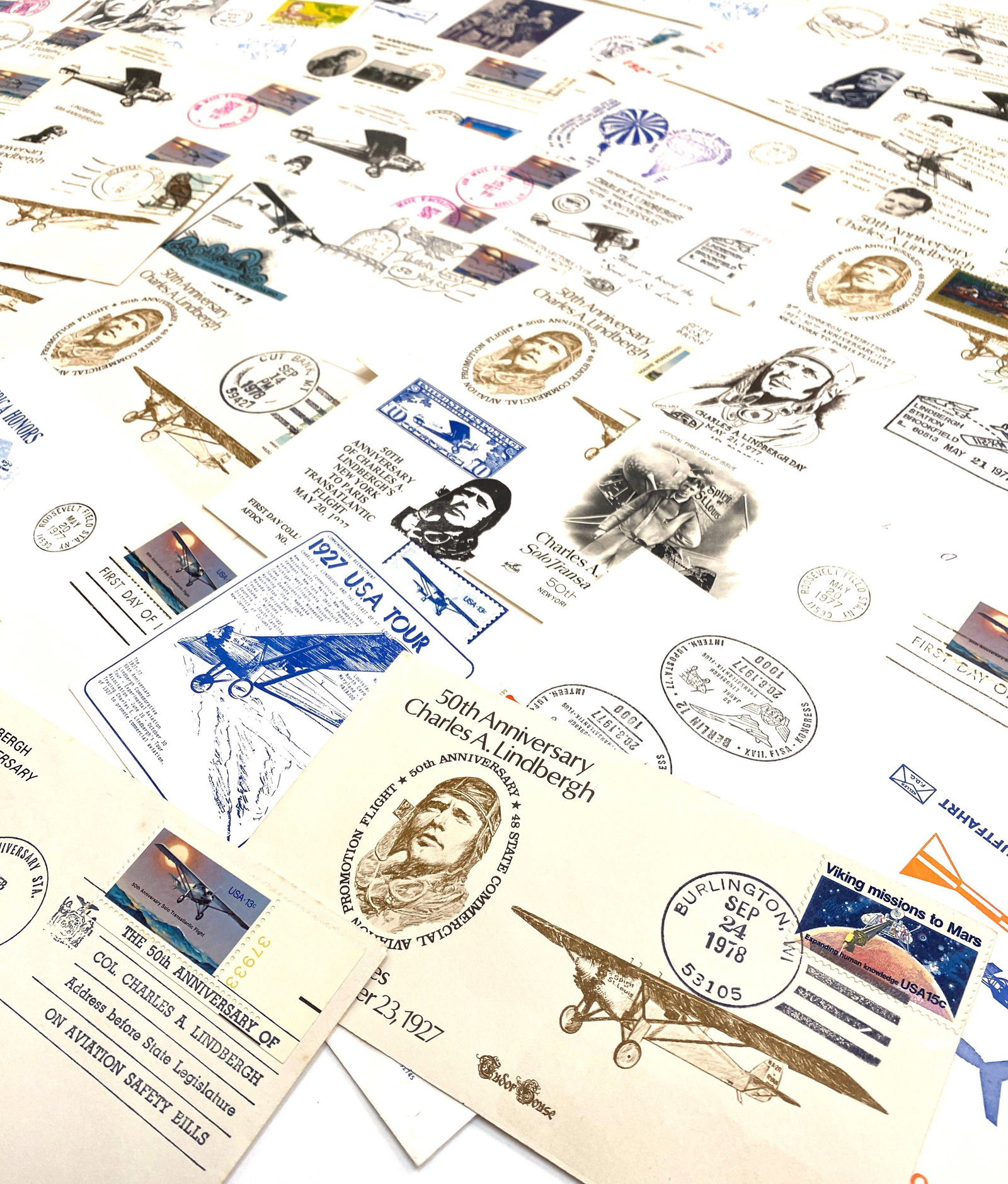 Charles A. Lindbergh – Collection of 50+ Commemorative First Day Covers and Cacheted Covers - 2