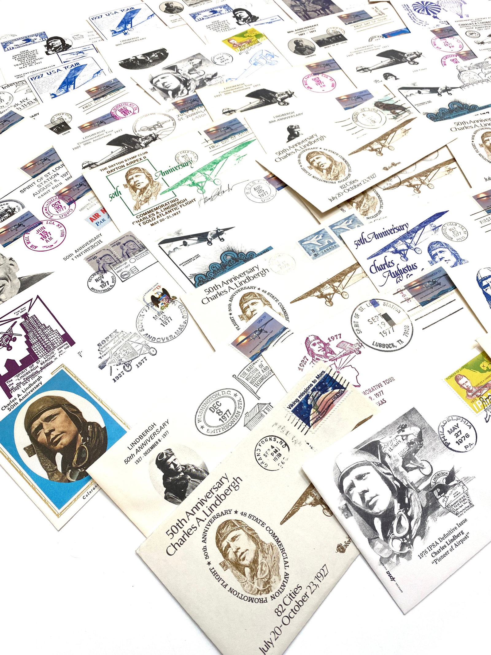 Charles A. Lindbergh – Collection of 50+ Commemorative First Day Covers and Cacheted Covers - 3