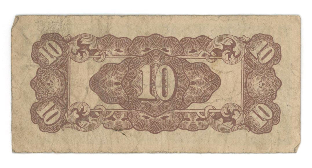 William Downey - 509th Composite Group Chaplain - Autographed Japanese Occupation 10 Centavos Note - 2