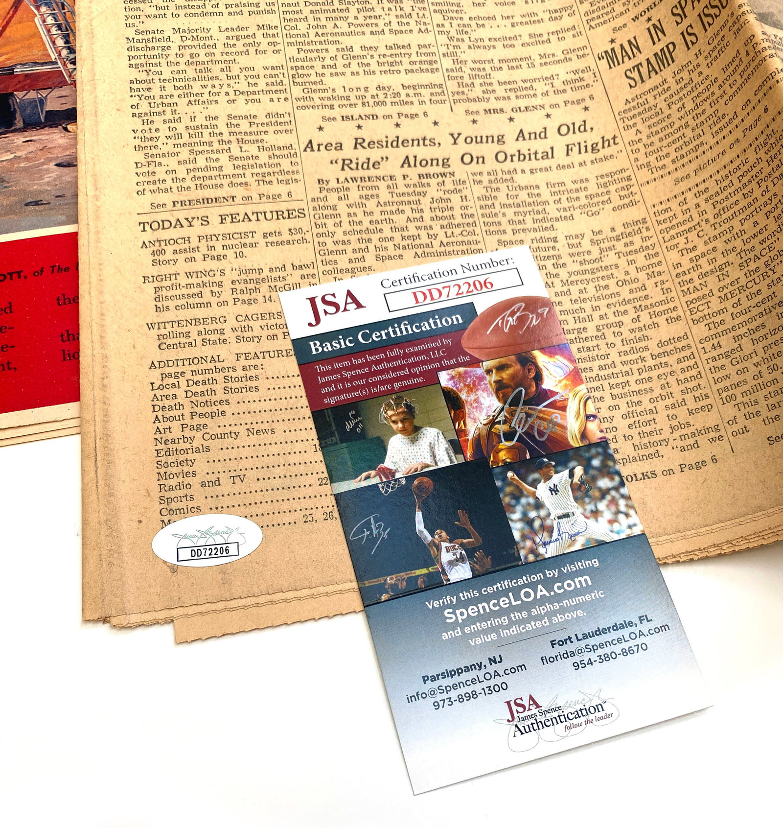 John Glenn - Autographed Friendship 7 Newspaper with Apollo 11 "Man on the Moon" Supplement - 3