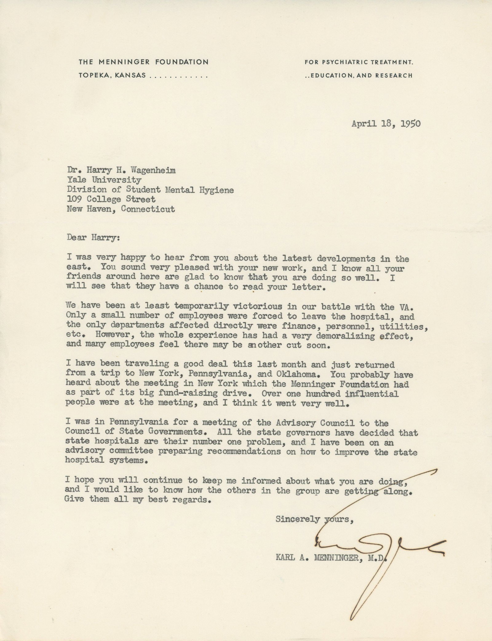 Menninger Family Archive - Karl Menninger & William Menninger Signed Letters - Psychiatry Pioneers - 2