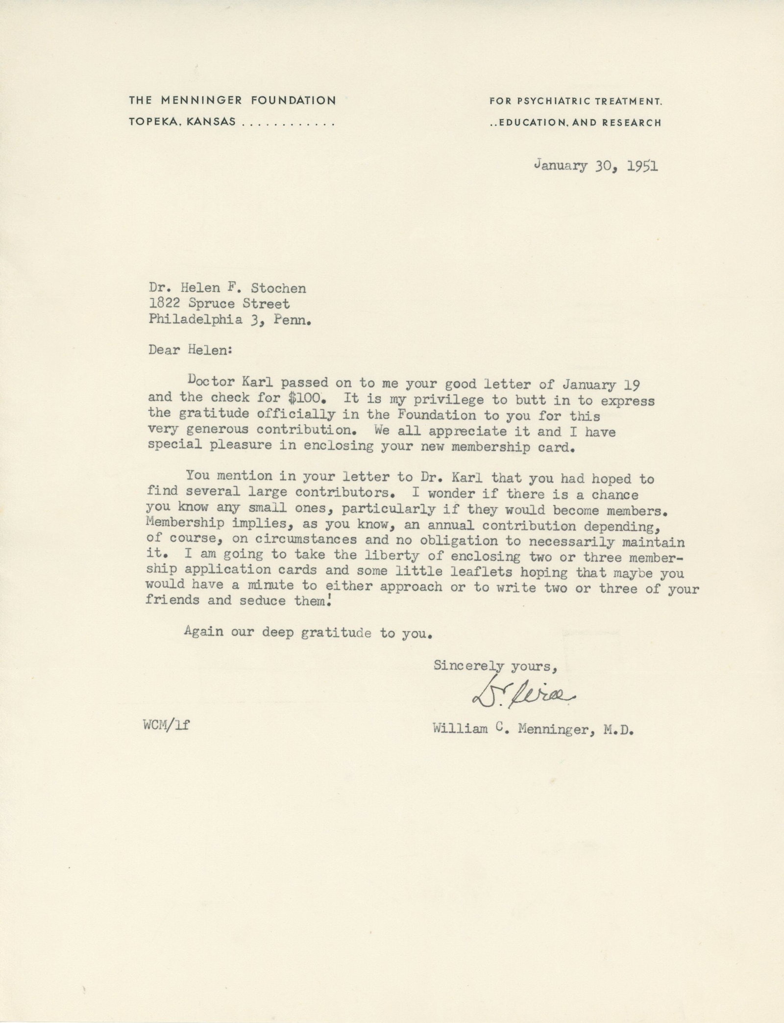 Menninger Family Archive - Karl Menninger & William Menninger Signed Letters - Psychiatry Pioneers - 3