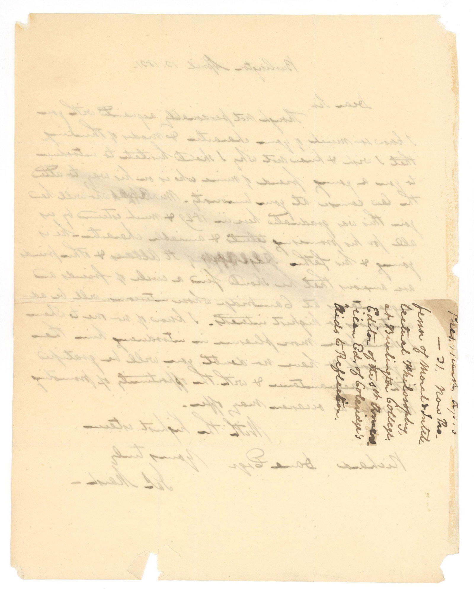 James Marsh - American Philosopher & Educator - 1831 Autograph Letter Signed - Burlington, Vermont - 2