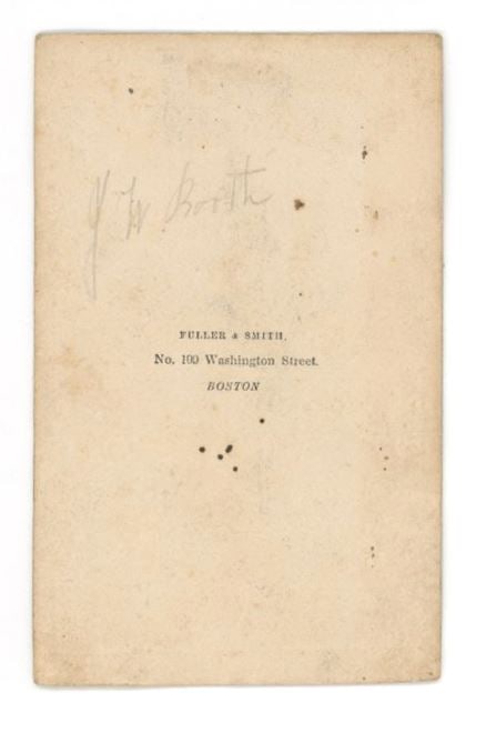 Abraham Lincoln Assassin John Wilkes Booth - Carte de Visite Photograph - Boston Backmark - 2
