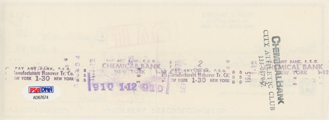 Ivan Boesky - 1980s Insider Trading Wall Street Stock Trader - Autographed 1975 Check - 2