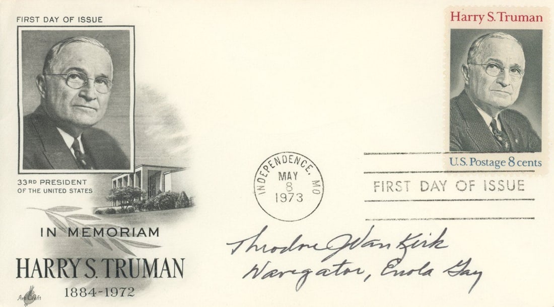 Theodore “Dutch” Van Kirk - Enola Gay Navigator - Autographed First Day Cover (1 of 1)