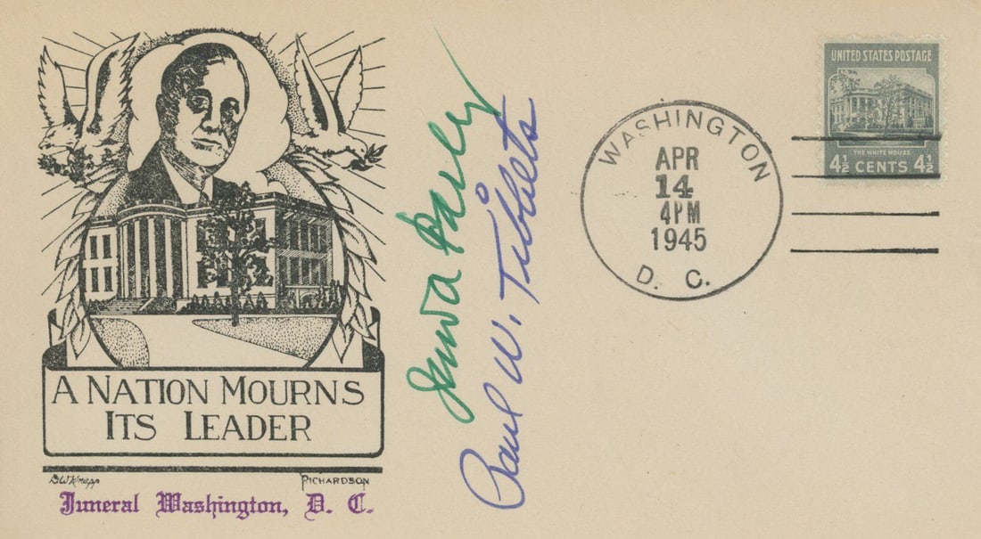Paul W. Tibbets – Enola Gay Pilot & James A. Farley – Dual-Signed FDR Memorial Cover (1 of 1)