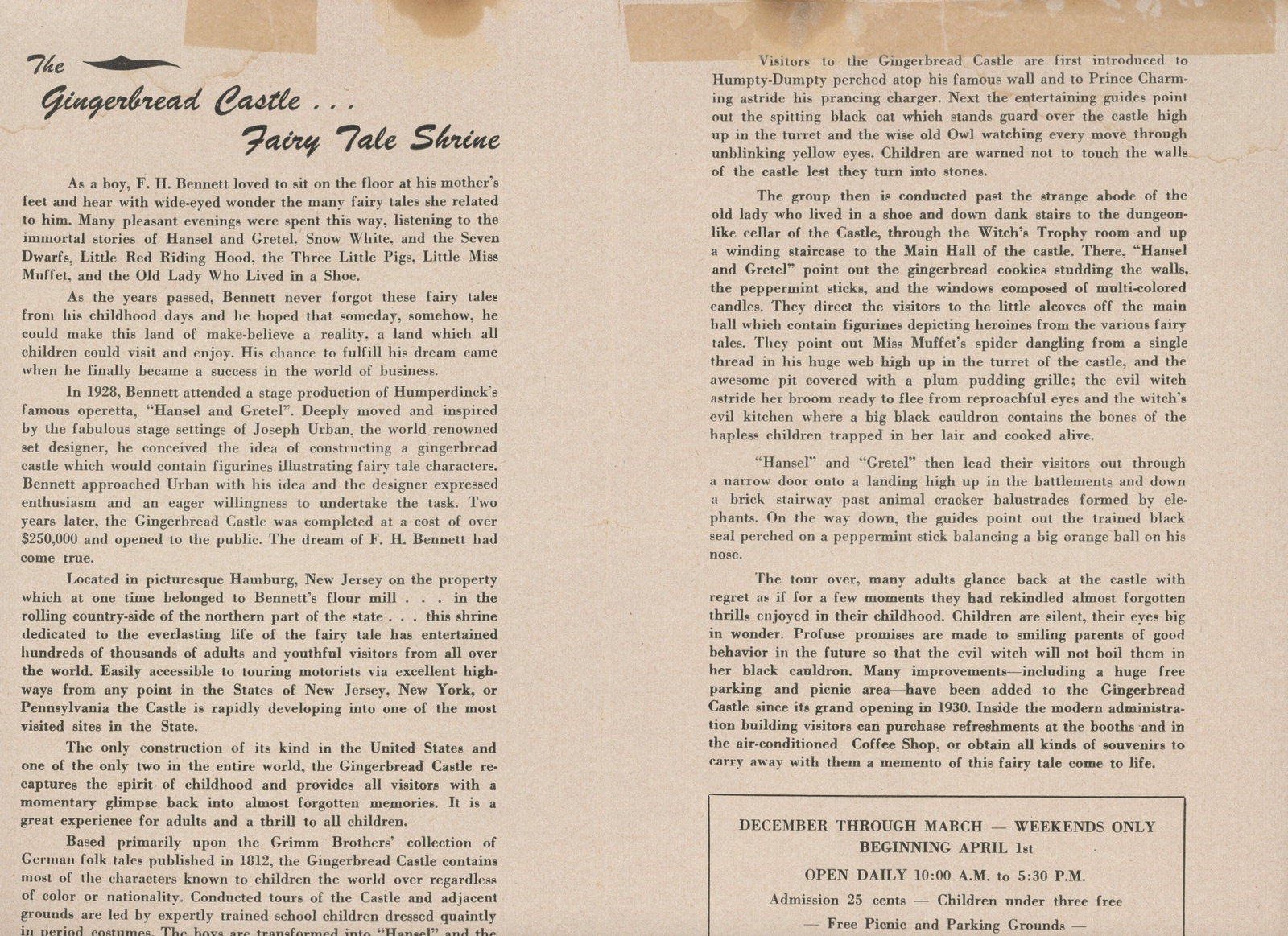 The Gingerbread Castle - Hamburg, New Jersey - Tourist Advertising Brochure - Circa 1955 - 2