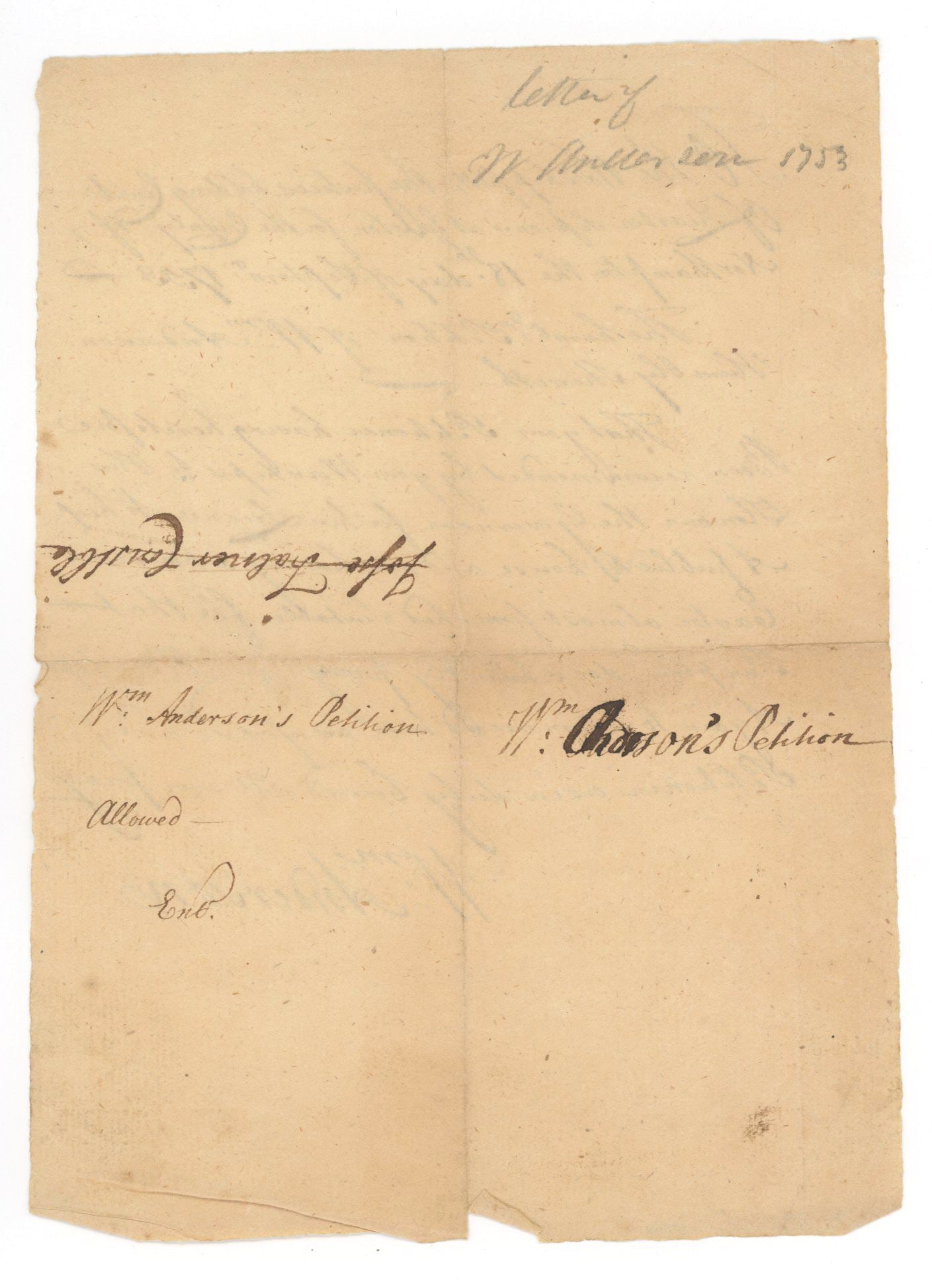 Colonial America - Northampton County, PA Tavern License Petition - William Anderson Signed - 1753 - 2