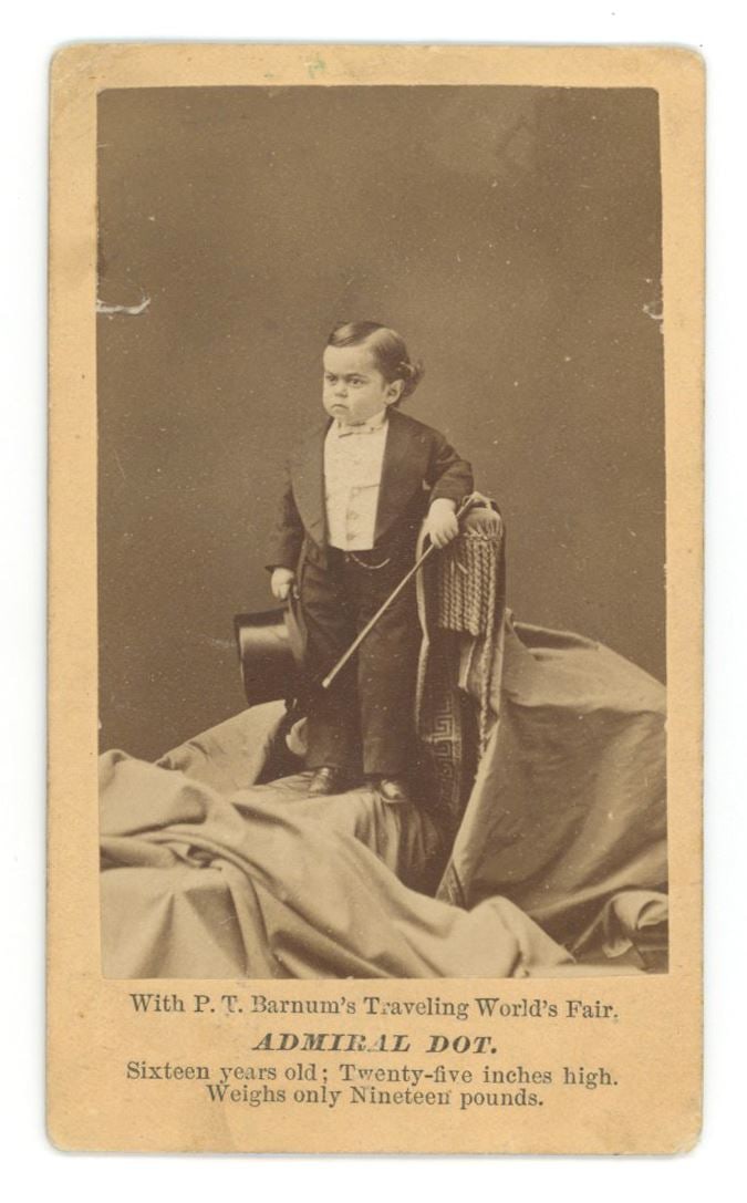 General Tom Thumb Family & Admiral Dot – P.T. Barnum Performers – Pair of CDVs - 2